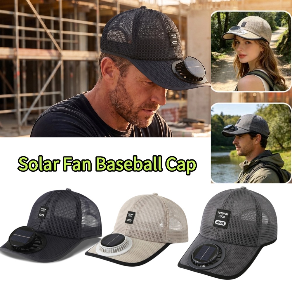 Renewable Energy Fan - Cappello Unisex con Ventilatore Solare Ricaricabile,